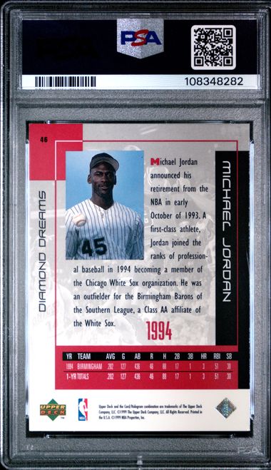 1999 Upper Deck Mj Career Collection Michael Jordan #46 (Diamond Dreams) Nm 7 back
