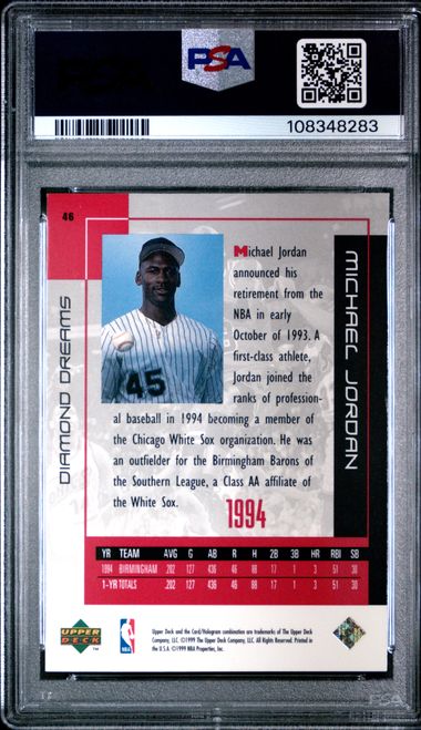 1999 Upper Deck Mj Career Collection Michael Jordan #46 (Diamond Dreams) Nm-Mt 8 back