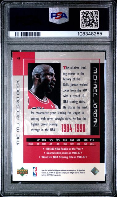 1999 Upper Deck Mj Career Collection Michael Jordan #47 (The M.j. Record Book) Nm 7 back
