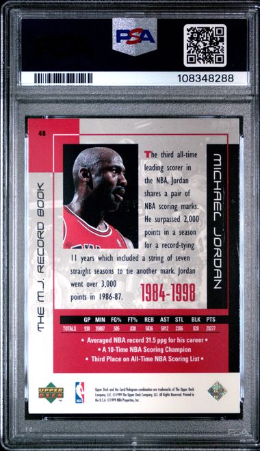 1999 Upper Deck Mj Career Collection Michael Jordan #48 (The M.j. Record Book) Nm 7 back