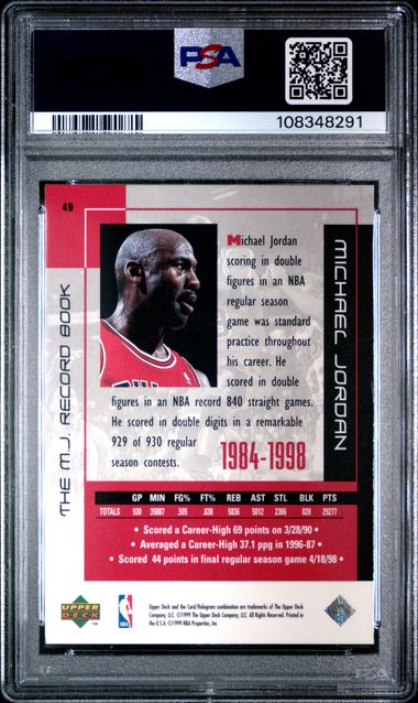 1999 Upper Deck Mj Career Collection Michael Jordan #49 (The M.j. Record Book) Nm-Mt 8 back