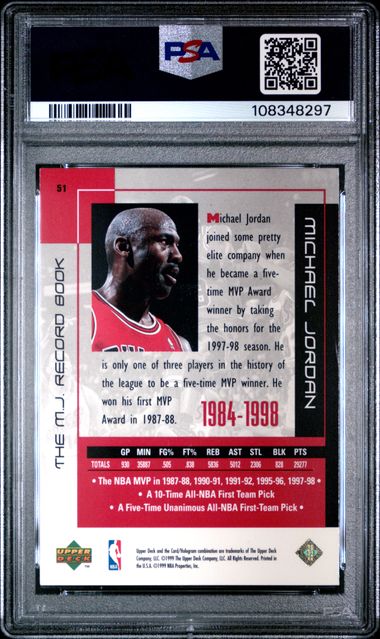 1999 Upper Deck Mj Career Collection Michael Jordan #51 (The M.j. Record Book) Nm 7 back