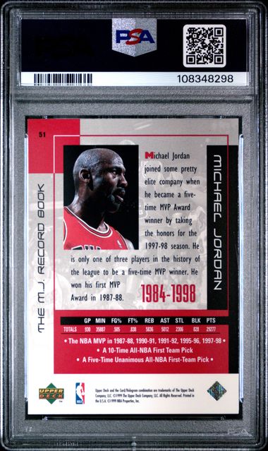 1999 Upper Deck Mj Career Collection Michael Jordan #51 (The M.j. Record Book) Mint 9 back