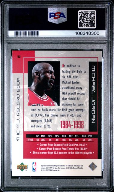 1999 Upper Deck Mj Career Collection Michael Jordan #52 (The M.j. Record Book) Nm 7 back