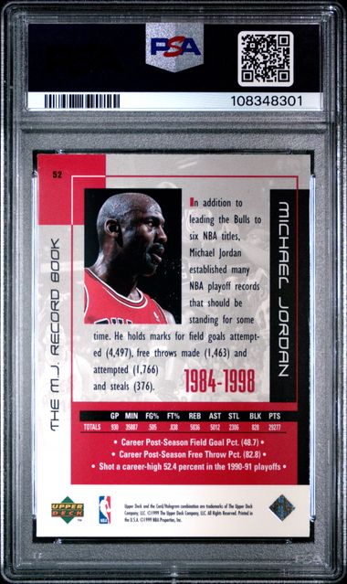 1999 Upper Deck Mj Career Collection Michael Jordan #52 (The M.j. Record Book) Nm-Mt 8 back