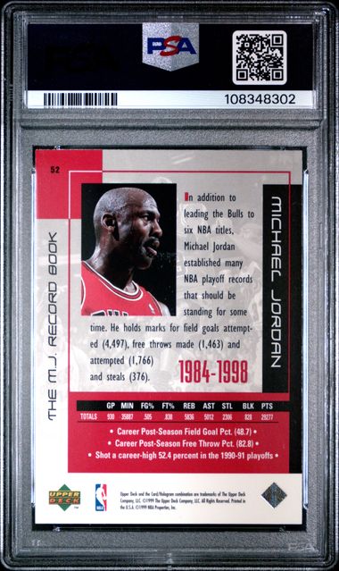 1999 Upper Deck Mj Career Collection Michael Jordan #52 (The M.j. Record Book) Nm-Mt 8 back