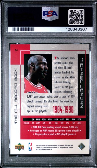 1999 Upper Deck Mj Career Collection Michael Jordan #54 (The M.j. Record Book) Nm-Mt 8 back