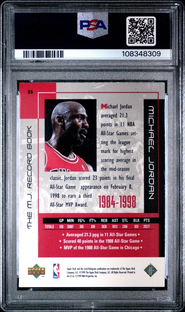 1999 Upper Deck Mj Career Collection Michael Jordan #55 (The M.j. Record Book) Nm 7 back