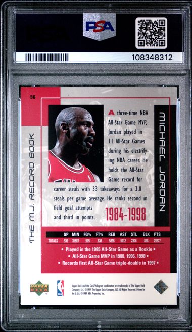 1999 Upper Deck Mj Career Collection Michael Jordan #56 (The M.j. Record Book) Nm 7 back