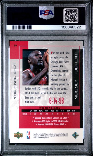 1999 Upper Deck Mj Career Collection Michael Jordan #59 (The Final Shot) Nm-Mt 8 back