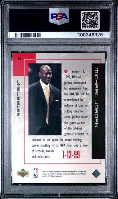 1999 Upper Deck Mj Career Collection Michael Jordan #60 (Retirement) Nm 7 back