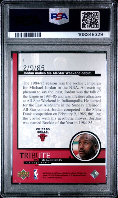 1999 Upper Deck Jordan Tribute Michael Jordan #3 (All-Star Weekend Debut) Nm-Mt 8 back