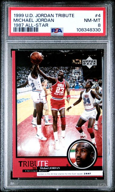 1999 Upper Deck Jordan Tribute Michael Jordan #4 (1987 All-Star) Nm-Mt 8 front