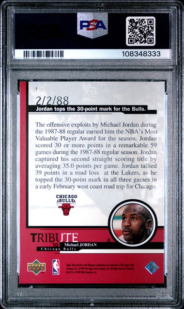 1999 Upper Deck Jordan Tribute Michael Jordan #7 (30-Point Mark 2/2/88) Nm-Mt 8 back