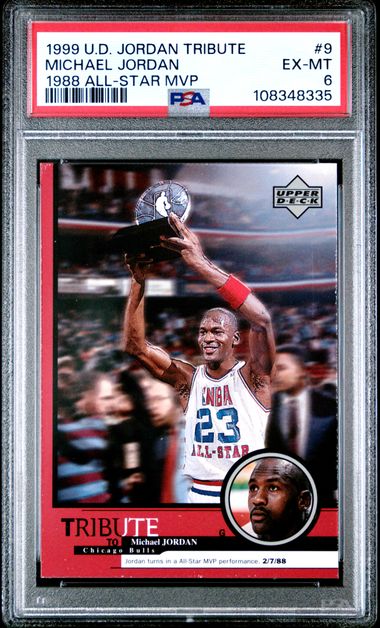 1999 Upper Deck Jordan Tribute Michael Jordan #9 (1988 All-Star Mvp) Ex-Mt 6 front