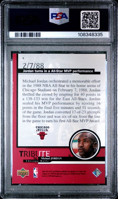 1999 Upper Deck Jordan Tribute Michael Jordan #9 (1988 All-Star Mvp) Ex-Mt 6 back