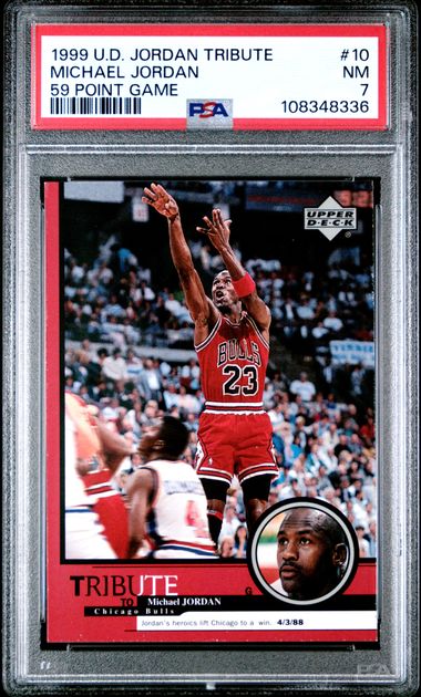 1999 Upper Deck Jordan Tribute Michael Jordan #10 (59 Point Game) Nm 7 front