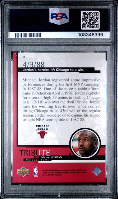 1999 Upper Deck Jordan Tribute Michael Jordan #10 (59 Point Game) Nm 7 back