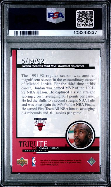 1999 Upper Deck Jordan Tribute Michael Jordan #11 (1991 Mvp) Nm-Mt 8 back