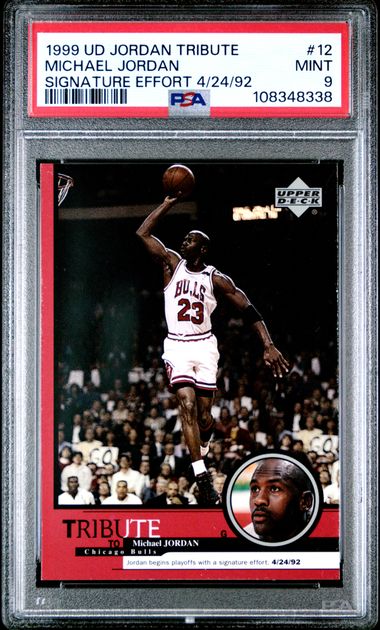 1999 Upper Deck Jordan Tribute Michael Jordan #12 (Signature Effort 4/24/92) Mint 9 front