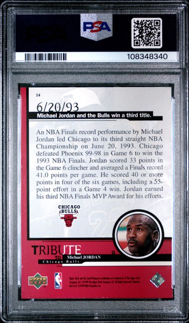 1999 Upper Deck Jordan Tribute Michael Jordan #14 (1993 Finals Mvp) Nm 7 back