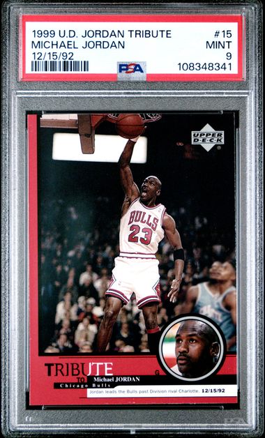 1999 Upper Deck Jordan Tribute Michael Jordan #15 (12/15/92) Mint 9 front
