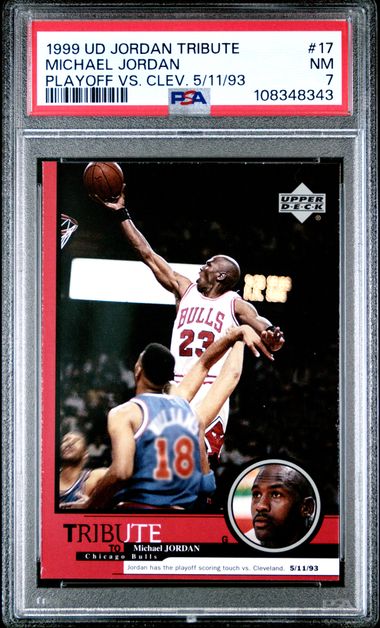 1999 Upper Deck Jordan Tribute Michael Jordan #17 (Playoff Vs. Clev. 5/11/93) Nm 7 front