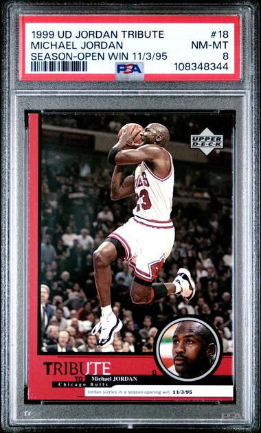 1999 Upper Deck Jordan Tribute Michael Jordan #18 (Season-Open Win 11/3/95) Nm-Mt 8 front