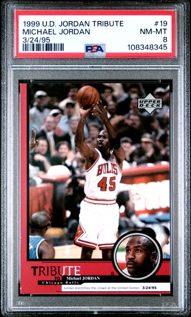 1999 Upper Deck Jordan Tribute Michael Jordan #19 (3/24/95) Nm-Mt 8 front
