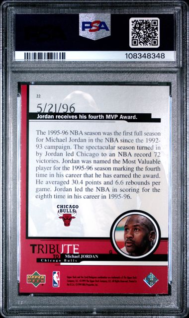 1999 Upper Deck Jordan Tribute Michael Jordan #22 (1995 Mvp) Nm-Mt 8 back