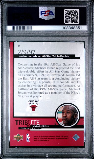 1999 Upper Deck Jordan Tribute Michael Jordan #25 (All-Star Triple-Double) Nm-Mt 8 back