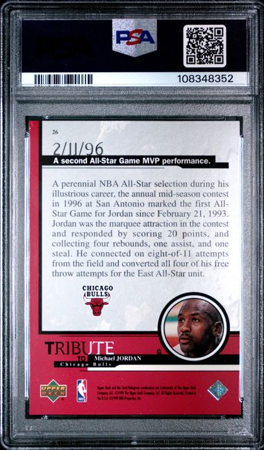 1999 Upper Deck Jordan Tribute Michael Jordan #26 (All-Star Mvp) Nm-Mt 8 back