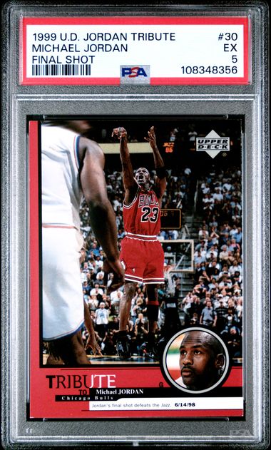 1999 Upper Deck Jordan Tribute Michael Jordan #30 (Final Shot) Ex 5 front