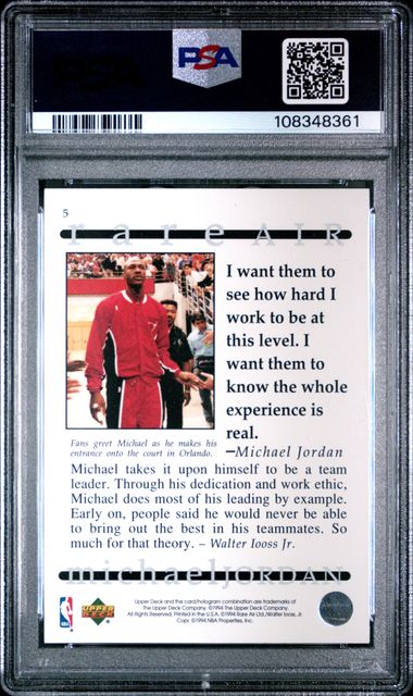 1994 Upper Deck Mj Rare Air Michael Jordan #5 (Rare Air) Nm 7 back