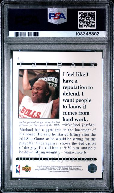 1994 Upper Deck Mj Rare Air Michael Jordan #6 (Rare Air) Nm-Mt 8 back