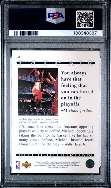 1994 Upper Deck Mj Rare Air Michael Jordan #41 (Rare Air) Nm-Mt 8 back