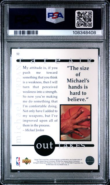 1994 Upper Deck Mj Rare Air Michael Jordan #52 (Rare Air) Mint 9 back