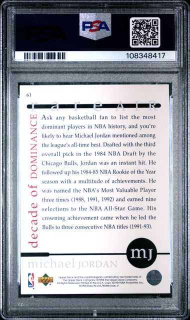 1994 Upper Deck Mj Rare Air Michael Jordan #61 (Rare Air) Ex-Mt 6 back