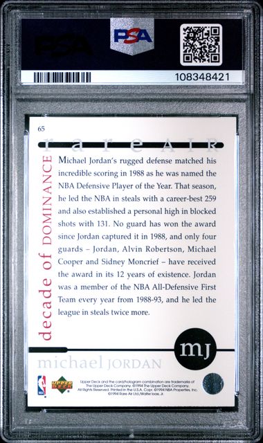1994 Upper Deck Mj Rare Air Michael Jordan #65 (Rare Air) Mint 9 back