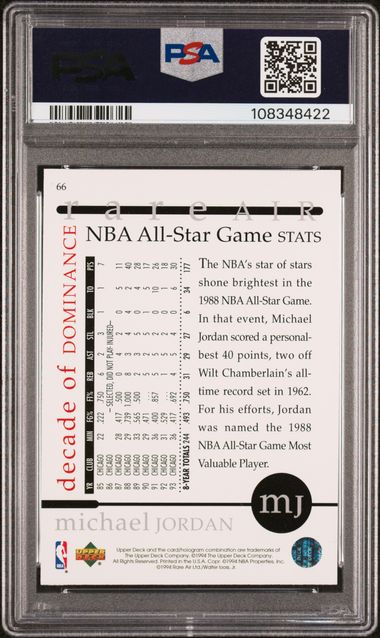 1994 Upper Deck Mj Rare Air Michael Jordan #66 (Rare Air) Nm-Mt 8 back