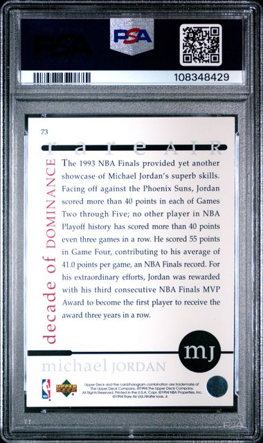 1994 Upper Deck Mj Rare Air Michael Jordan #73 (Rare Air) Nm-Mt 8 back