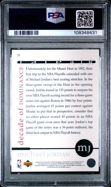 1994 Upper Deck Mj Rare Air Michael Jordan #75 (Rare Air) Mint 9 back
