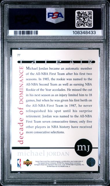 1994 Upper Deck Mj Rare Air Michael Jordan #77 (Rare Air) Mint 9 back