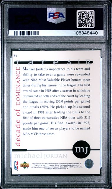 1994 Upper Deck Mj Rare Air Michael Jordan #84 (Rare Air) Mint 9 back