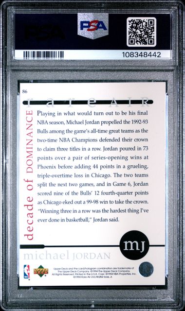 1994 Upper Deck Mj Rare Air Michael Jordan #86 (Rare Air) Nm-Mt 8 back