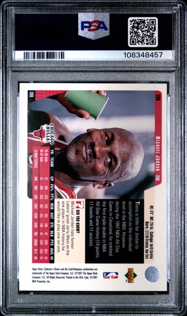 1997 Collector's Choice Chicago Bulls Michael Jordan #Cb6 (Chicago Bulls) Nm-Mt 8 back