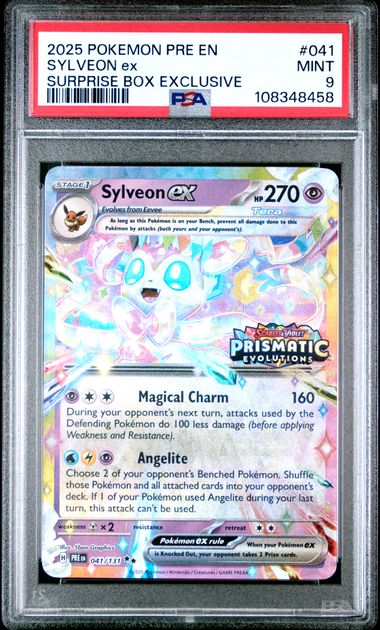 2025 Pokemon Pre En-Prismatic Evolutions Sylveon Ex #041 (Surprise Box Exclusive) Mint 9 front