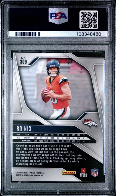 2024 Panini Prizm Bo Nix #309 Mint 9 back