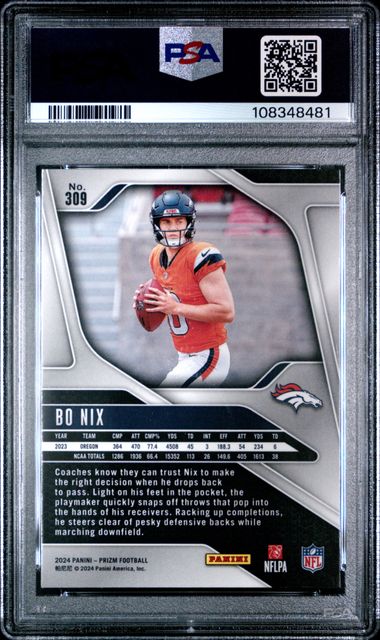 2024 Panini Prizm Bo Nix #309 Mint 9 back