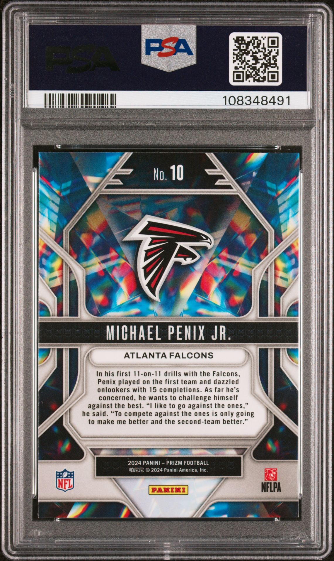 2024 Panini Prizm Prizmatic Michael Penix Jr. #10 Mint 9 back